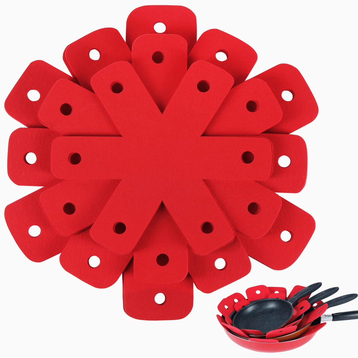 BYKITCHEN Pot Pan Protectors for Stacking, 12pcs & 4 Sizes, Separator Pads