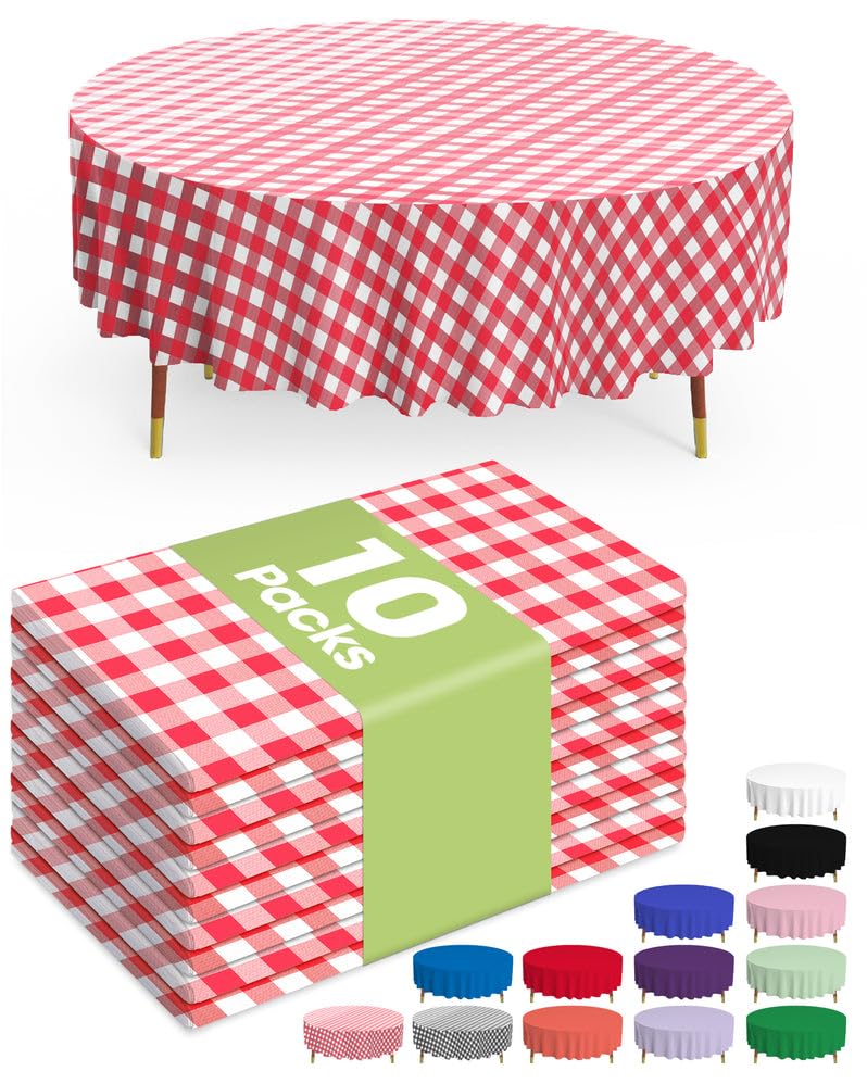 Pureegg Plastic Table Cloth Disposable 10 Pack, 54 x 108 Inch Table Cloths, Easter Party, Valentines, Mothers Day Decorations, Tablecloths, Rectangle, Pastel Plastic Cover, Leakproof & Sturdy, Pink