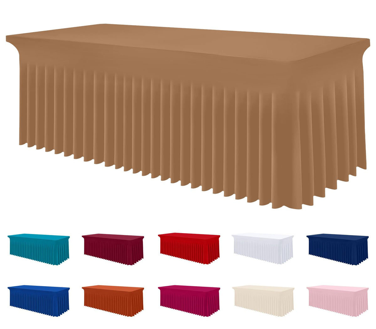 Smiry Spandex Elastic Fitted Table Cloth Skirt for 6FT Rectangle Table