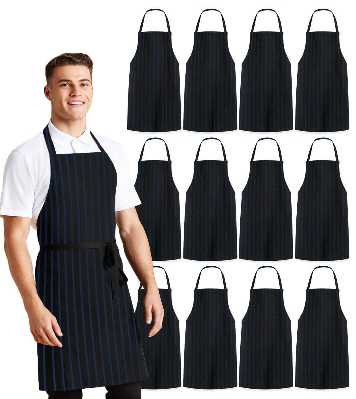 Avalon Kitchen Aprons for Men - 100% Polyester Chef Apron Women with Extra Long Ties - Cooking Aprons for Women & Mens Apron