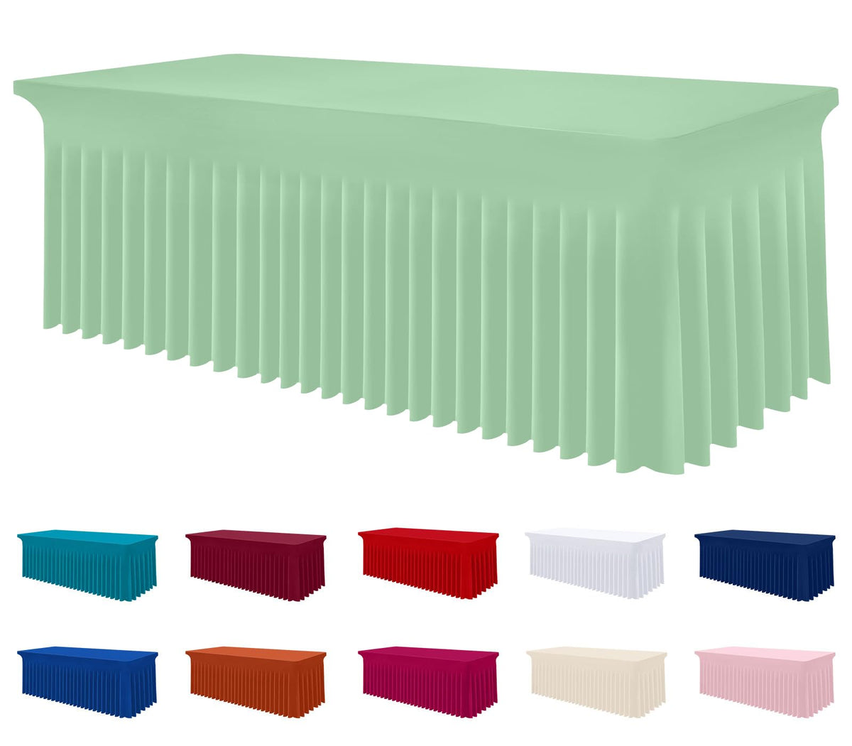 Smiry Spandex Elastic Fitted Table Cloth Skirt for 6FT Rectangle Table
