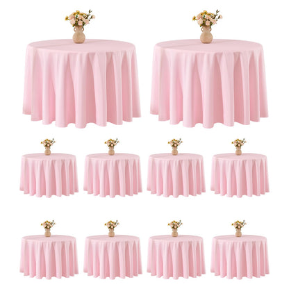 VidaFete 6 Pack 120inch Round Tablecloth Polyester Table Cloth, White