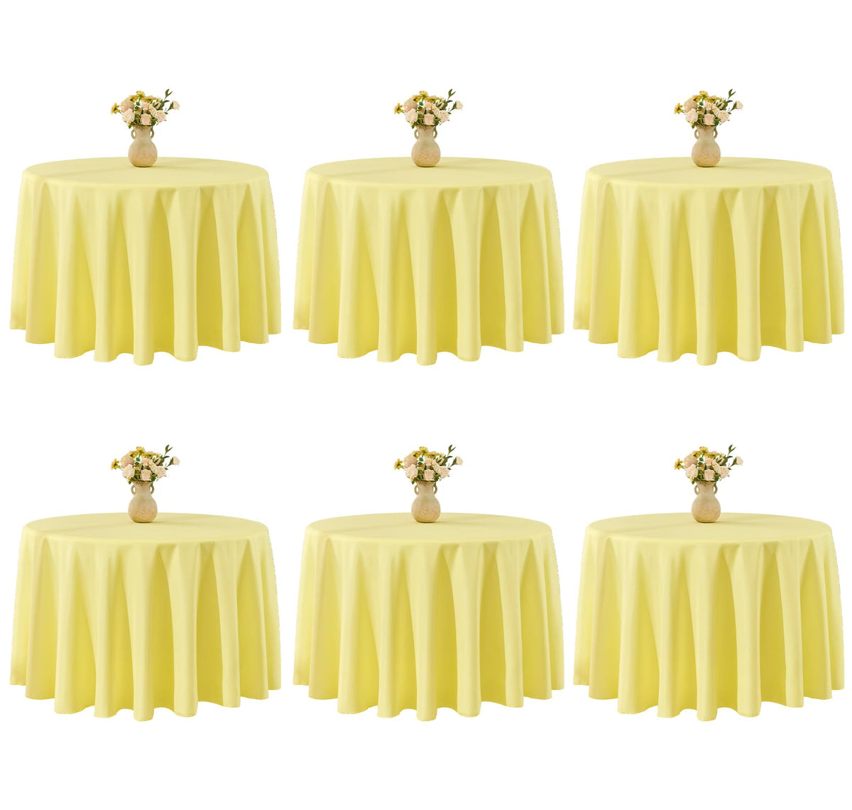VidaFete 6 Pack 120inch Round Tablecloth Polyester Table Cloth, White