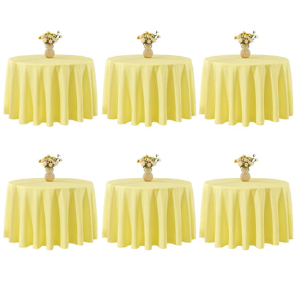 VidaFete 6 Pack 120inch Round Tablecloth Polyester Table Cloth, White