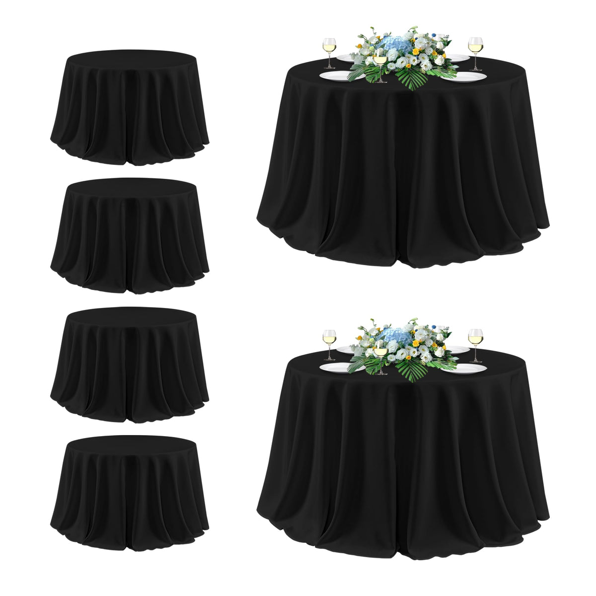 sancua 2 Pack Black Tablecloths 60x102 Inch for 6 Feet Rectangle Tables