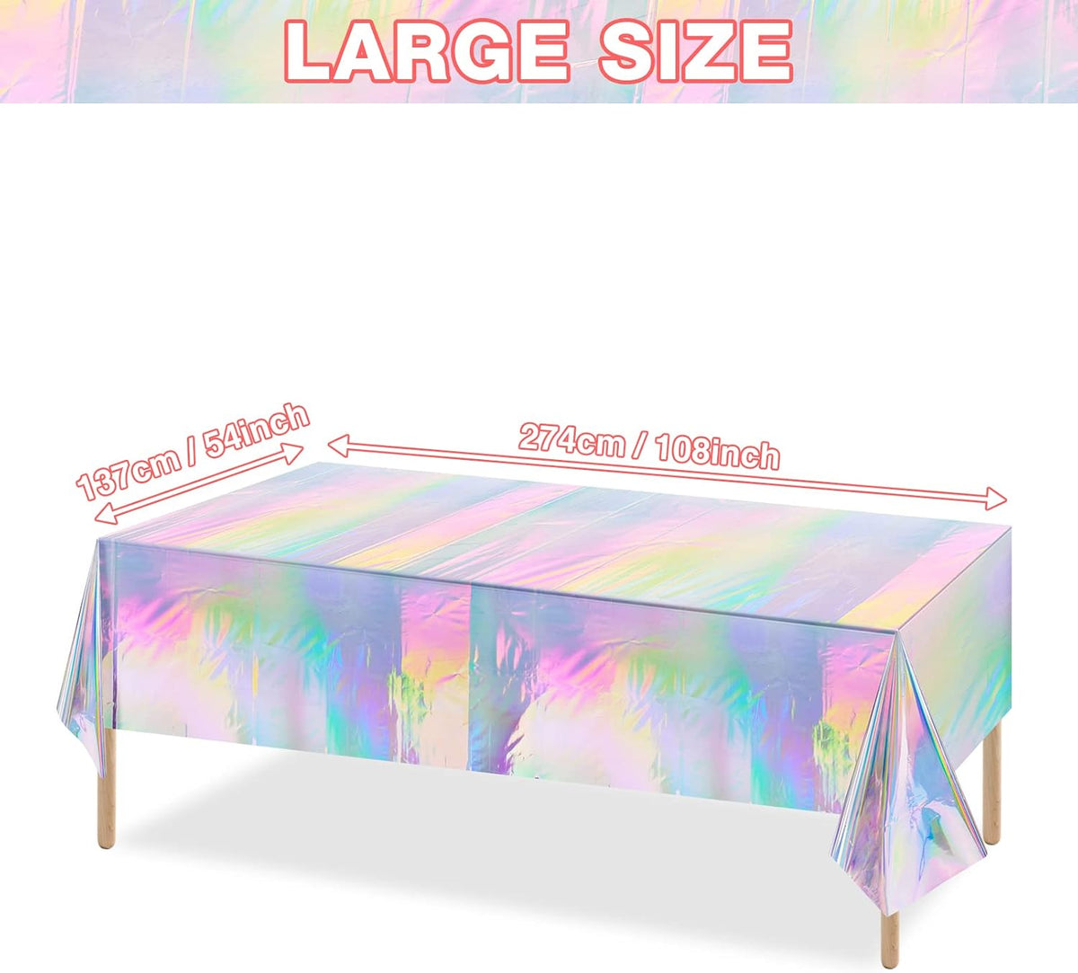 FunnyPars 4 Pack Iridescent Plastic Tablecloths, Disposable Table Covers