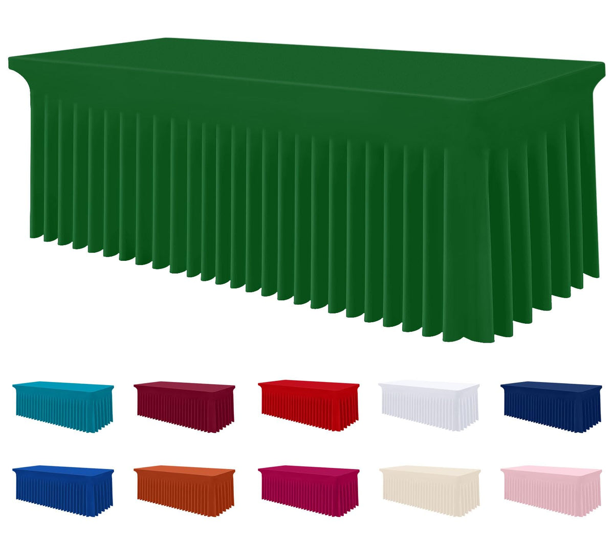 Smiry Spandex Elastic Fitted Table Cloth Skirt for 6FT Rectangle Table