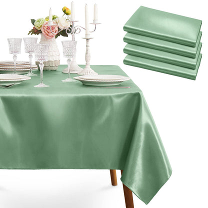 1 Pack Silver Satin Tablecloth, 58 x 102 Inches, Rectangle