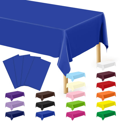QZYL 4 Packs White Plastic Tablecloth, Large Sturdy Disposable Table Cloth
