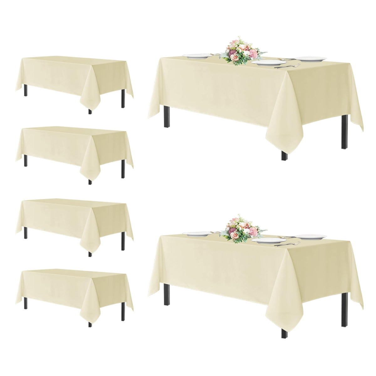 sancua 2 Pack Black Tablecloths 60x102 Inch for 6 Feet Rectangle Tables