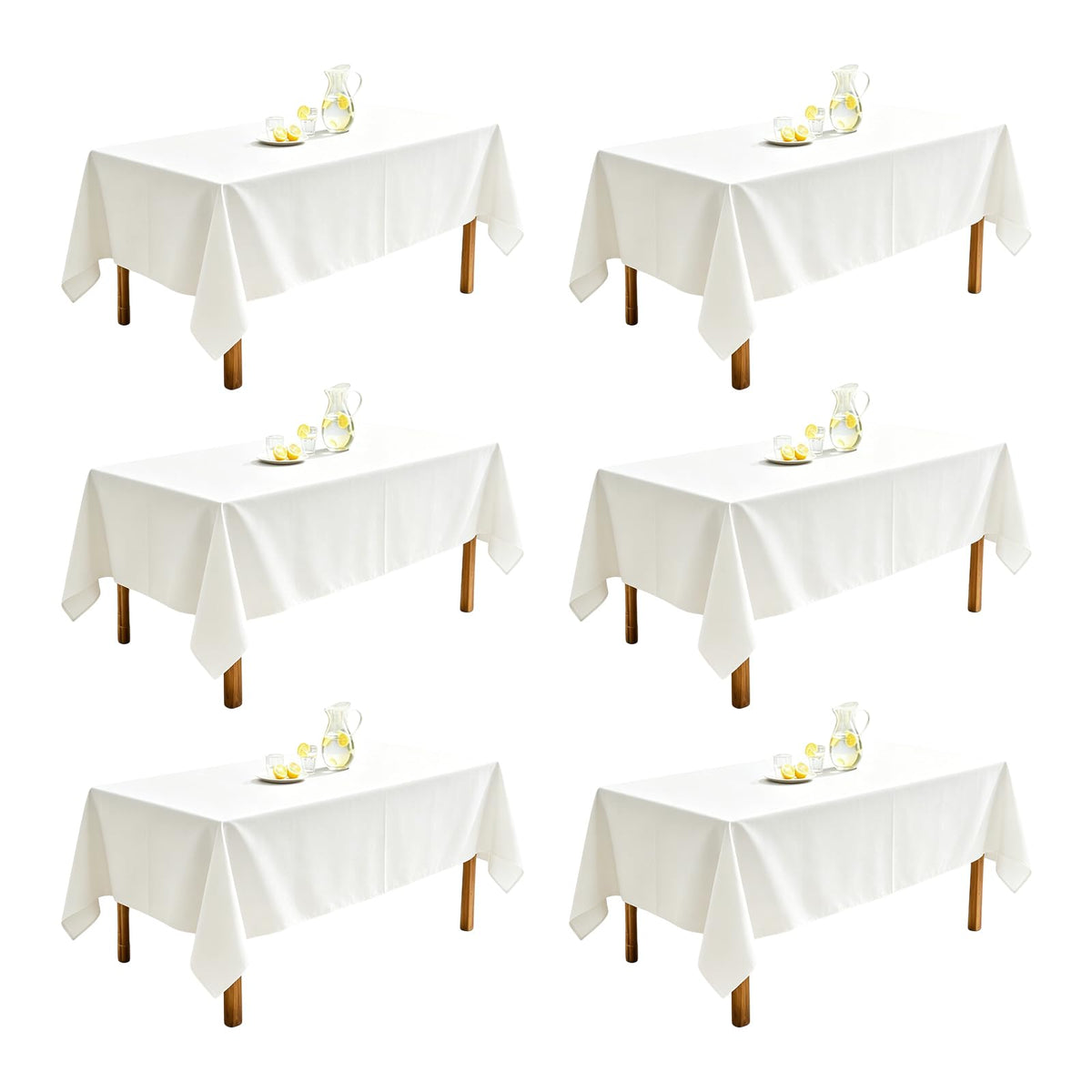 DRESSMAKER 2 Pack White Table Cloth Rectangle 60X102 Inch Fit 6FT Table