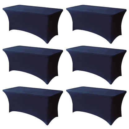 6FT Black Table Cloth - 2 Pack Fitted Stretch Rectangle Spandex Tablecloth, Washable Table Cover for Party, Picnic, Wedding, Banquet, Birthday and Festival(30" x 72")