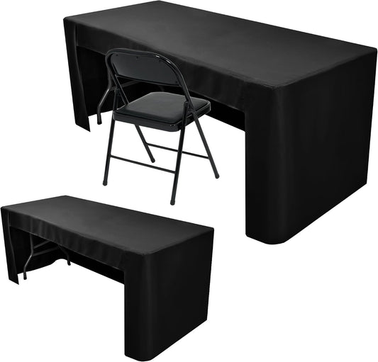 Black Tablecloths For 6 ft Rectangle Table With Open Back for Vendor 2 Pcs
