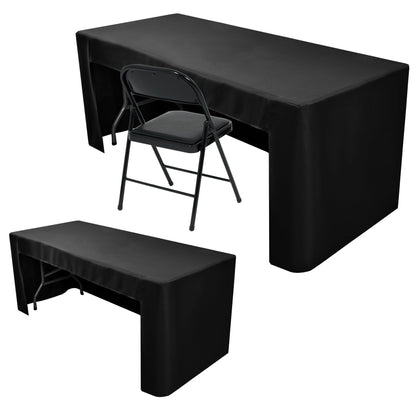 Black Tablecloths For 6 ft Rectangle Table With Open Back for Vendor 2 Pcs