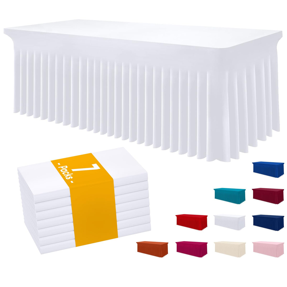 Smiry Spandex Elastic Fitted Table Cloth Skirt for 6FT Rectangle Table