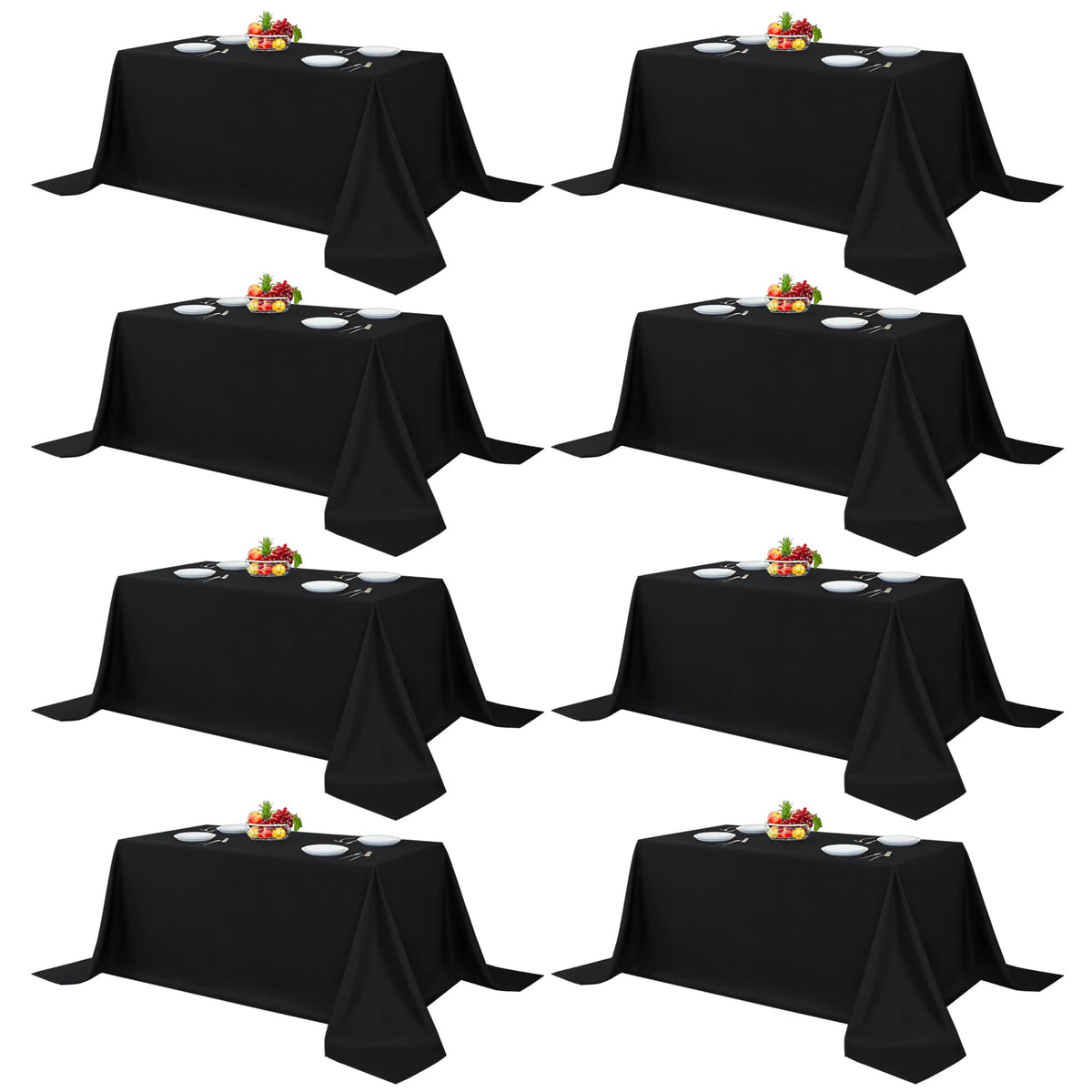 Fitable 6 Pack Black Tablecloths 70x120 Inch for 6-8 Ft Rectangle Tables
