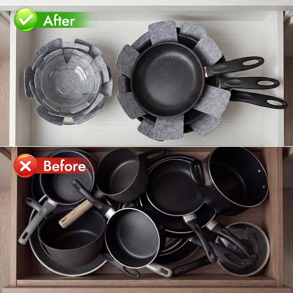 BOYAN Pot and Pan Protectors for Stacking, 12pcs & 3 Sizes, Separator Pads