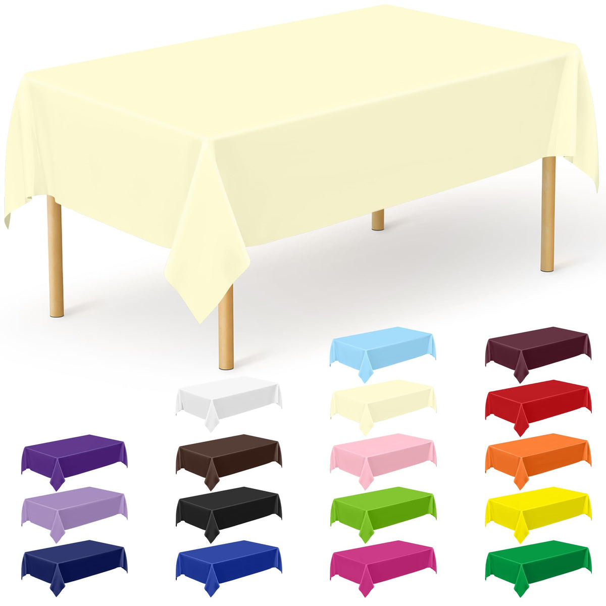 QZYL 4 Packs White Plastic Tablecloth, Large Sturdy Disposable Table Cloth