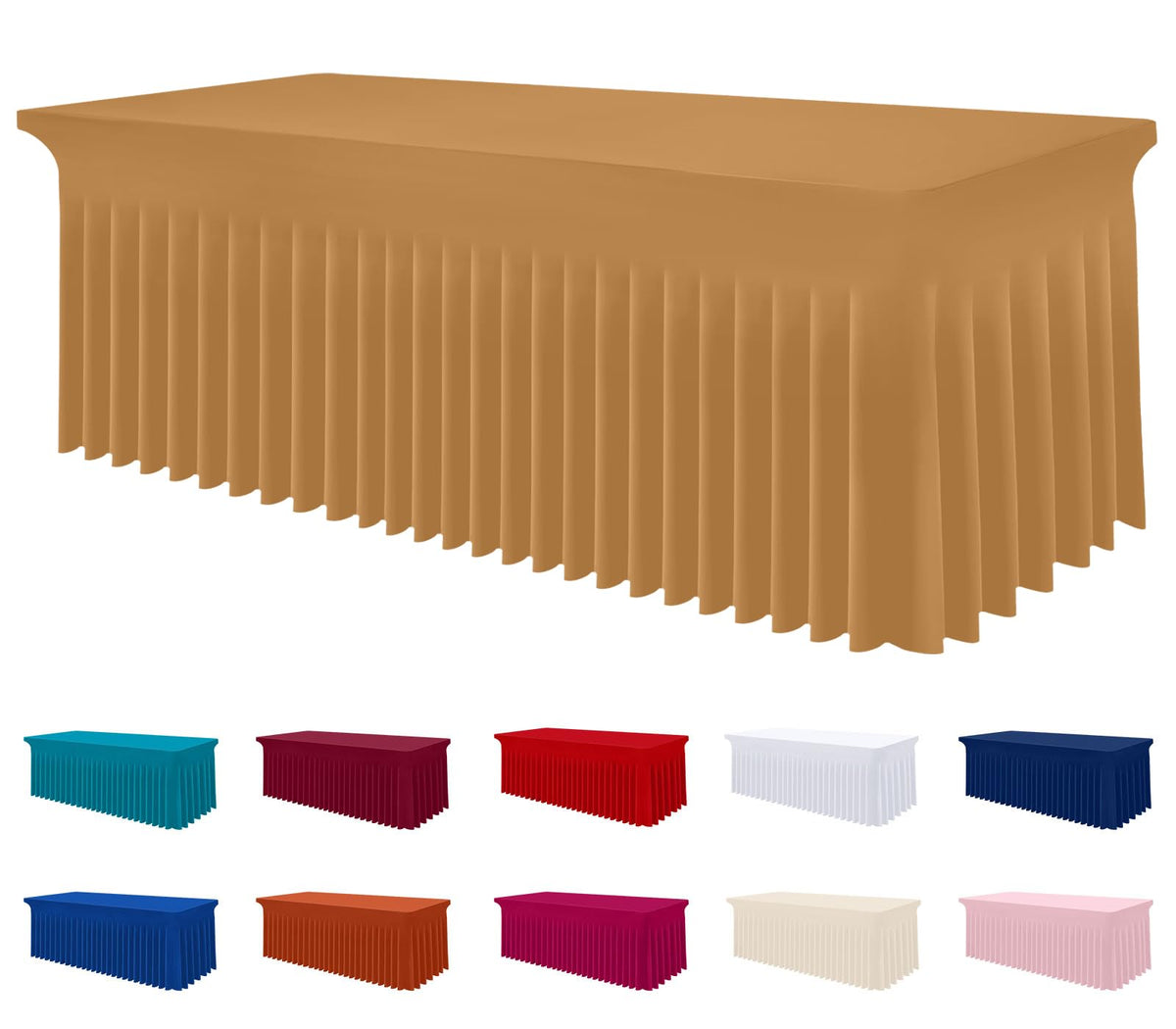 Smiry Spandex Elastic Fitted Table Cloth Skirt for 6FT Rectangle Table