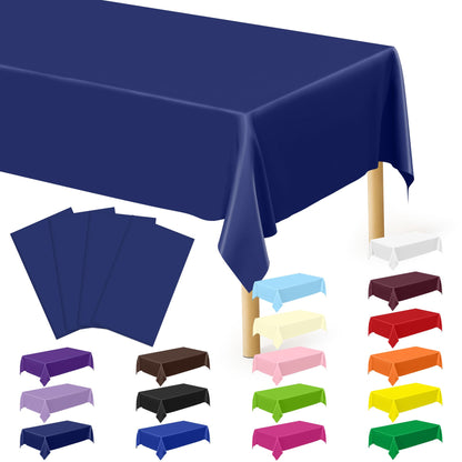 QZYL 4 Packs White Plastic Tablecloth, Large Sturdy Disposable Table Cloth