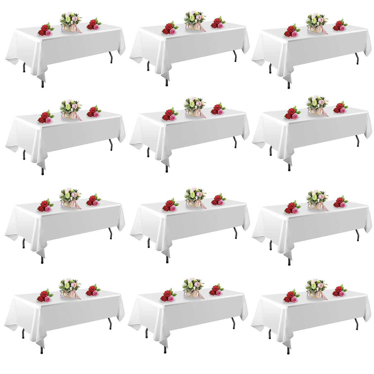 FINDYOU 10 Pack White Table Cloth Rectangle Table 60 x 102 Inch Tablecloths for 6 Foot Rectangle Tables. Stain and Winkle Resistant Polyester Washable White TableCloths for Parties Wedding Dining