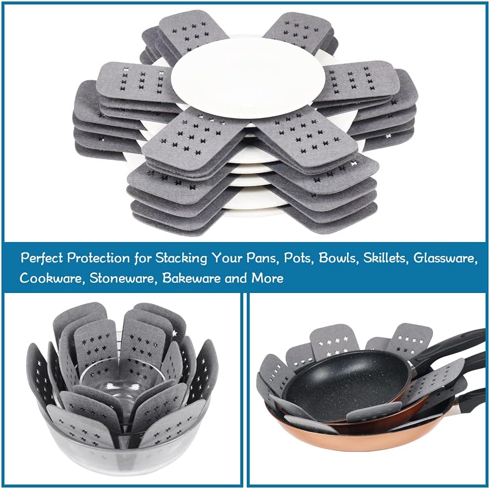BYKITCHEN Pan Pot Protectors for Stacking,12pcs & 3 Sizes, Separator Pads