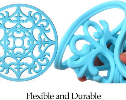 ME.FAN Trivets for Dishes/Pots/Pans, 3 Pcs Silicone Mats, Flexible/Durable/Non Slip Hot Pads to Protect Table and Counter Top (Desert Sage)