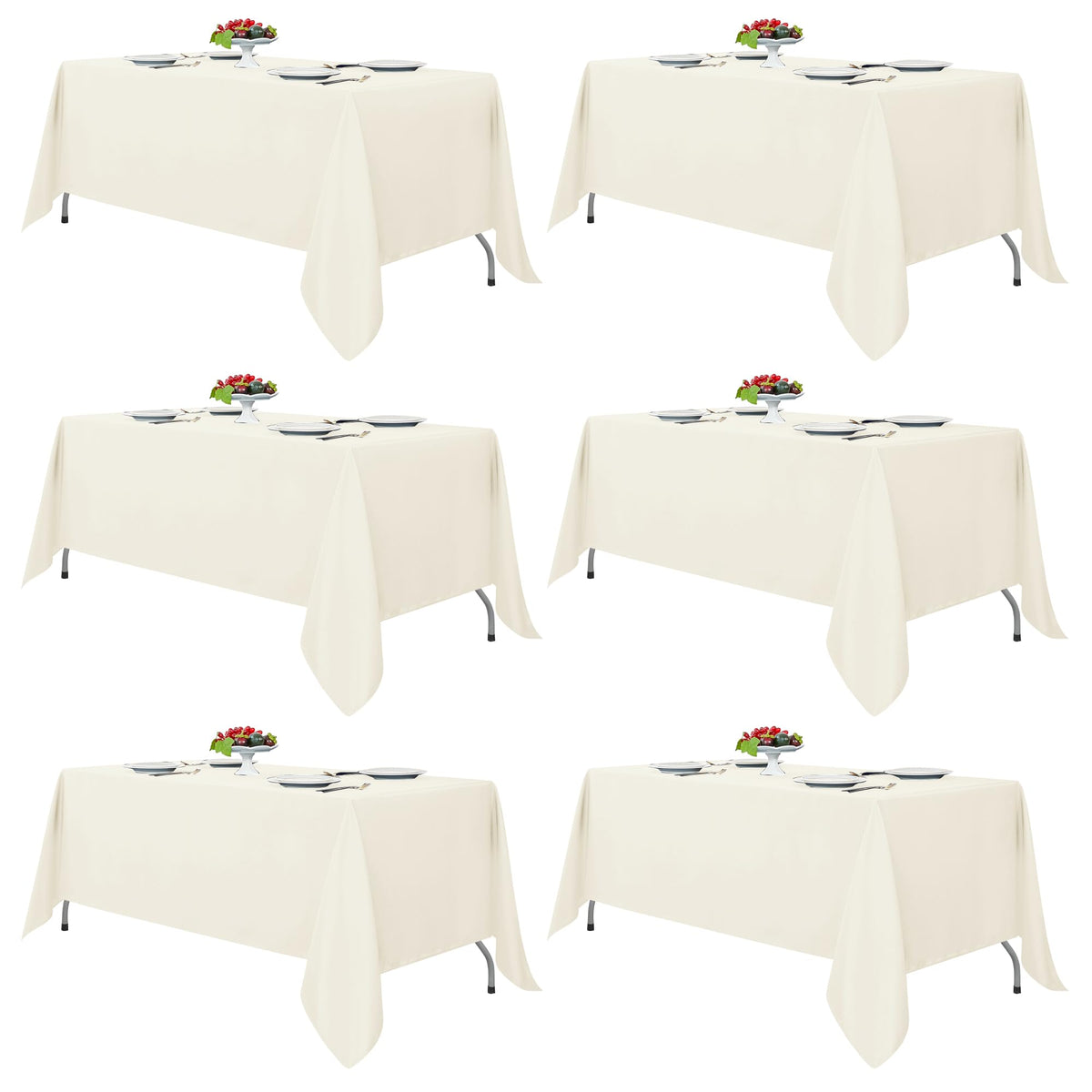 Fitable 6 Pack Black Tablecloths 70x120 Inch for 6-8 Ft Rectangle Tables