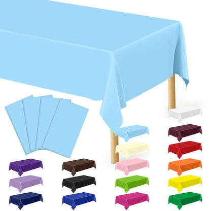 QZYL 4 Packs White Plastic Tablecloth, Large Sturdy Disposable Table Cloth