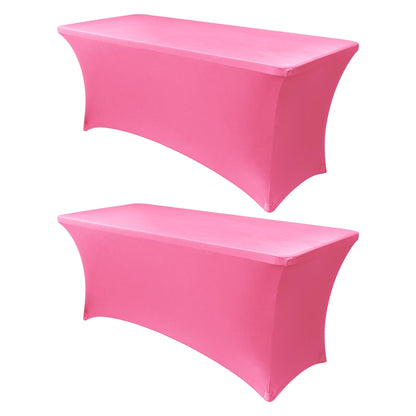 Obstal 6ft Stretch Black Spandex Table Cloth 2 Pack for Folding Tables