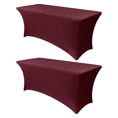 Obstal 6ft Stretch Black Spandex Table Cloth 2 Pack for Folding Tables