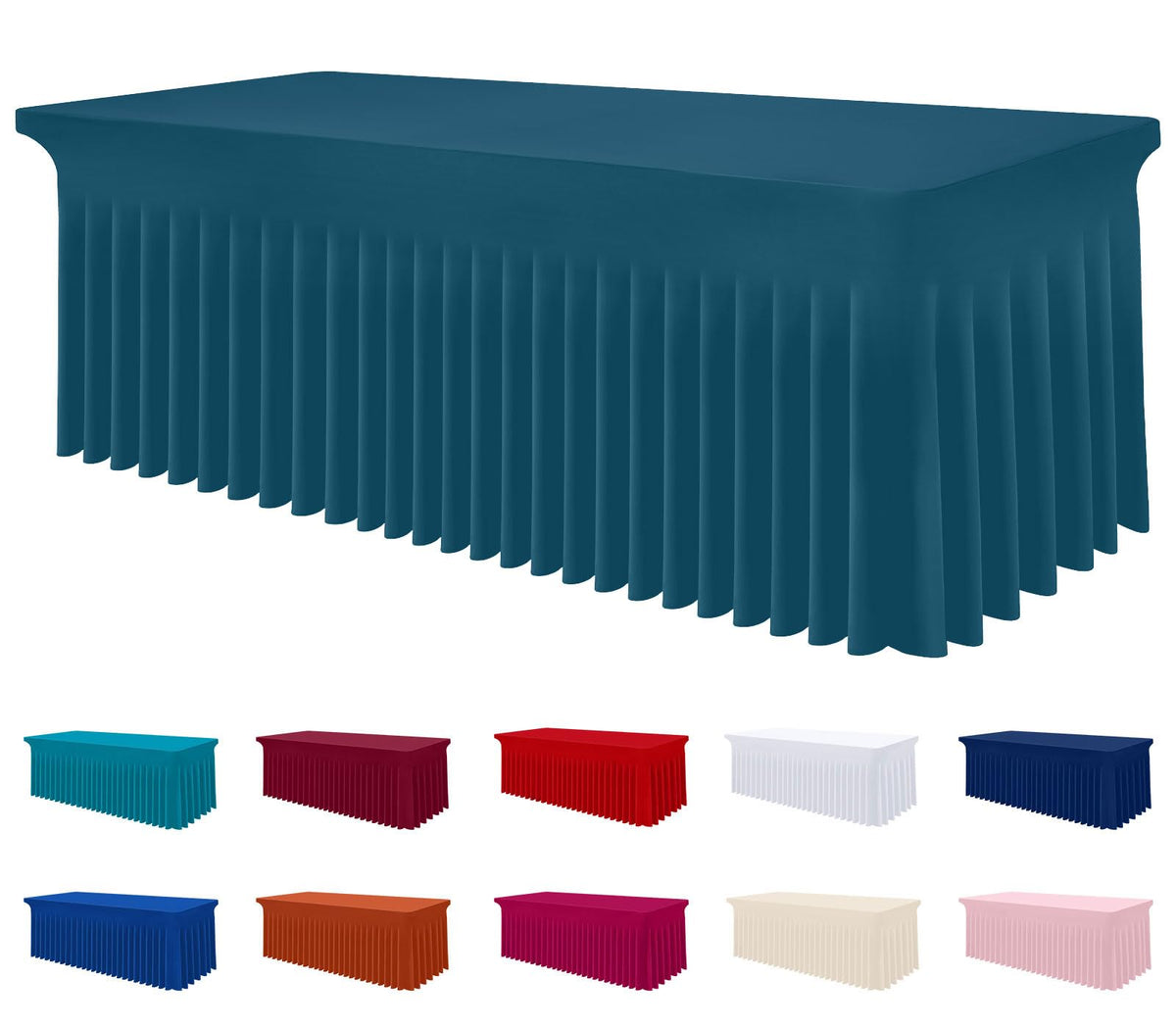 Smiry Spandex Elastic Fitted Table Cloth Skirt for 6FT Rectangle Table