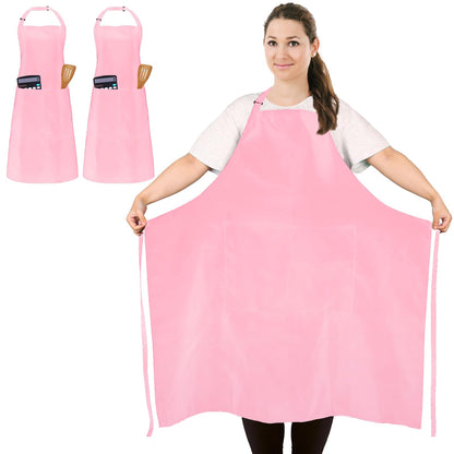 2 Pack Plus Size Waterproof Cooking Chef Apron with 2 Pockets for Men Women