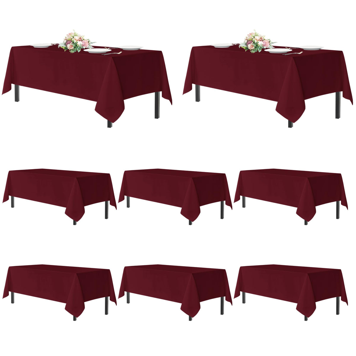 sancua 2 Pack Black Tablecloths 60x102 Inch for 6 Feet Rectangle Tables