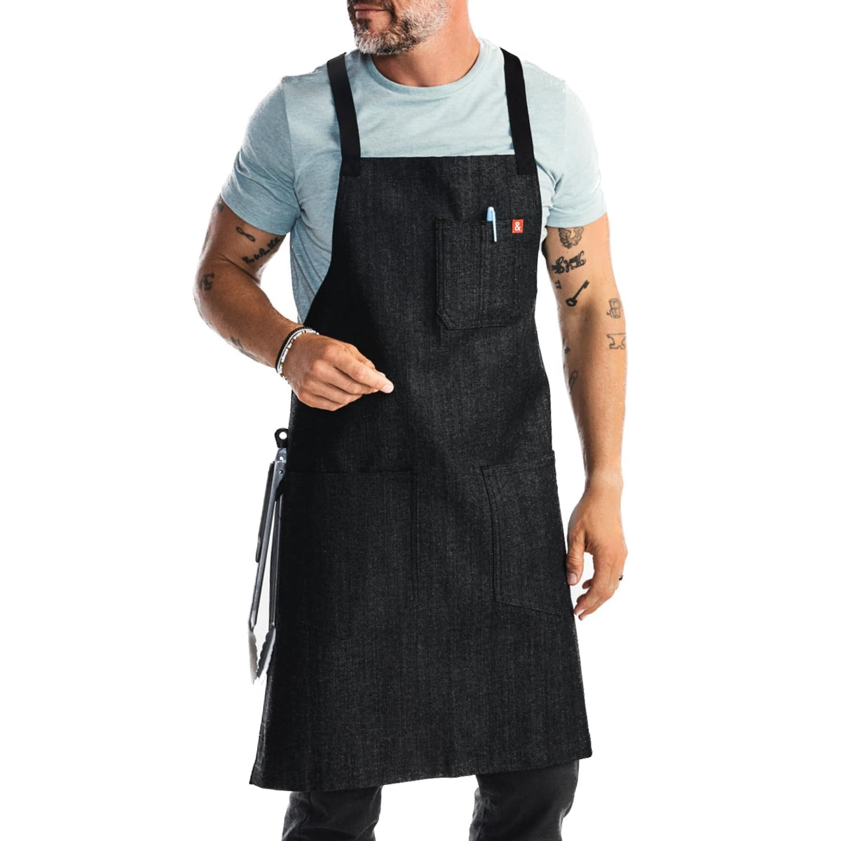 hedley & bennett Crossback Chef Apron, Pockets & Towel Loop, Midnight Blue