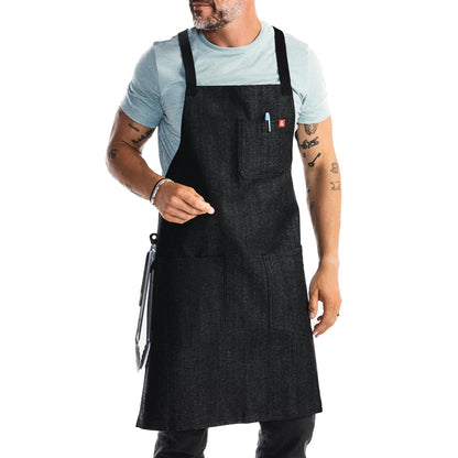 hedley & bennett Crossback Chef Apron, Pockets & Towel Loop, Midnight Blue