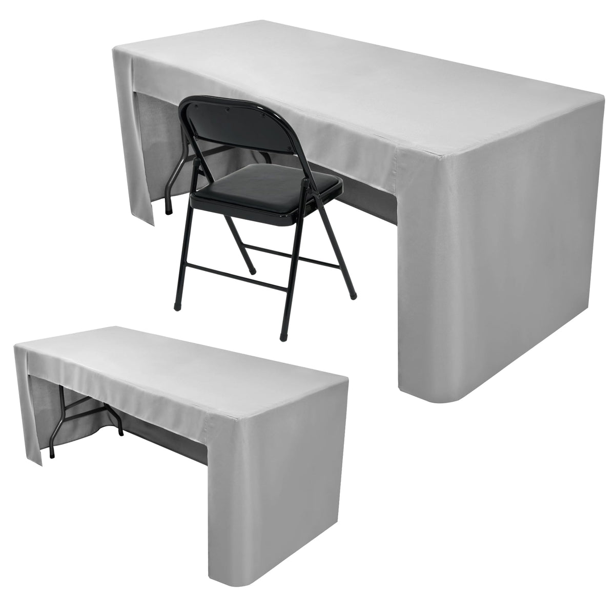 Black Tablecloths For 6 ft Rectangle Table With Open Back for Vendor 2 Pcs