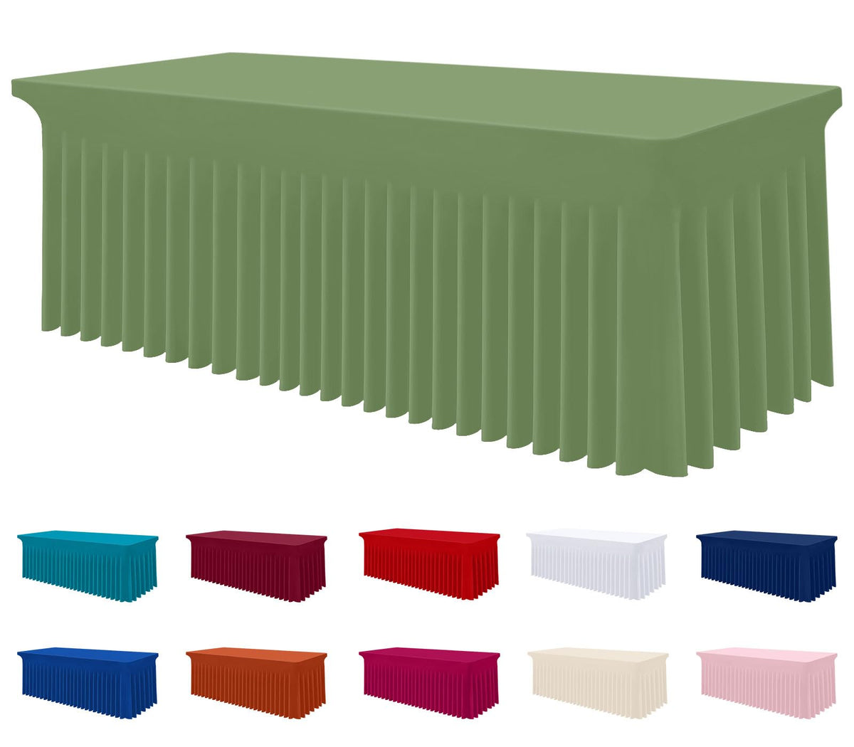 Smiry Spandex Elastic Fitted Table Cloth Skirt for 6FT Rectangle Table