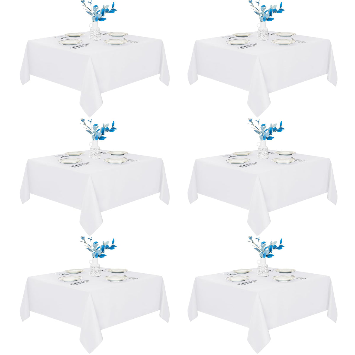 Fitable 6 Pack Black Tablecloths 70x120 Inch for 6-8 Ft Rectangle Tables