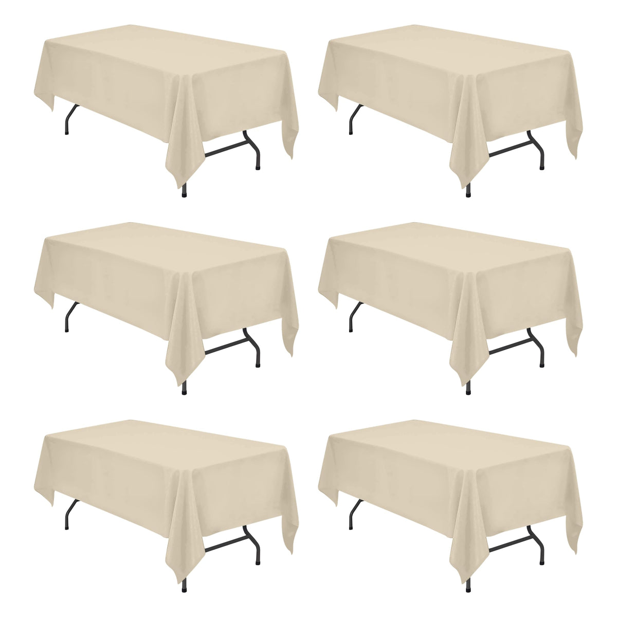 BRILLMAX 6 Pack Ivory Tablecloths 60x102 Inch for 6ft Rectangle Tables