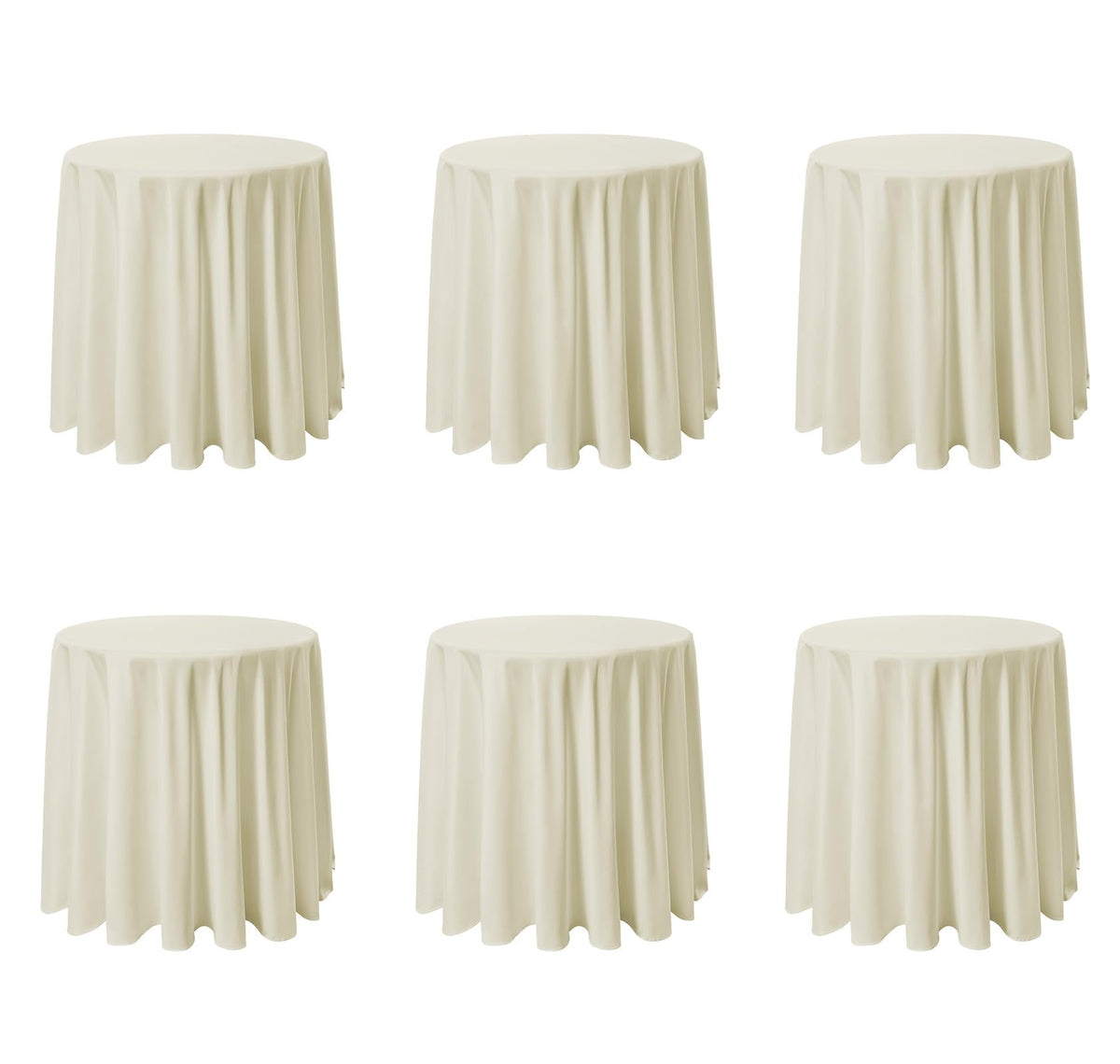 VidaFete 6 Pack 120inch Round Tablecloth Polyester Table Cloth, White
