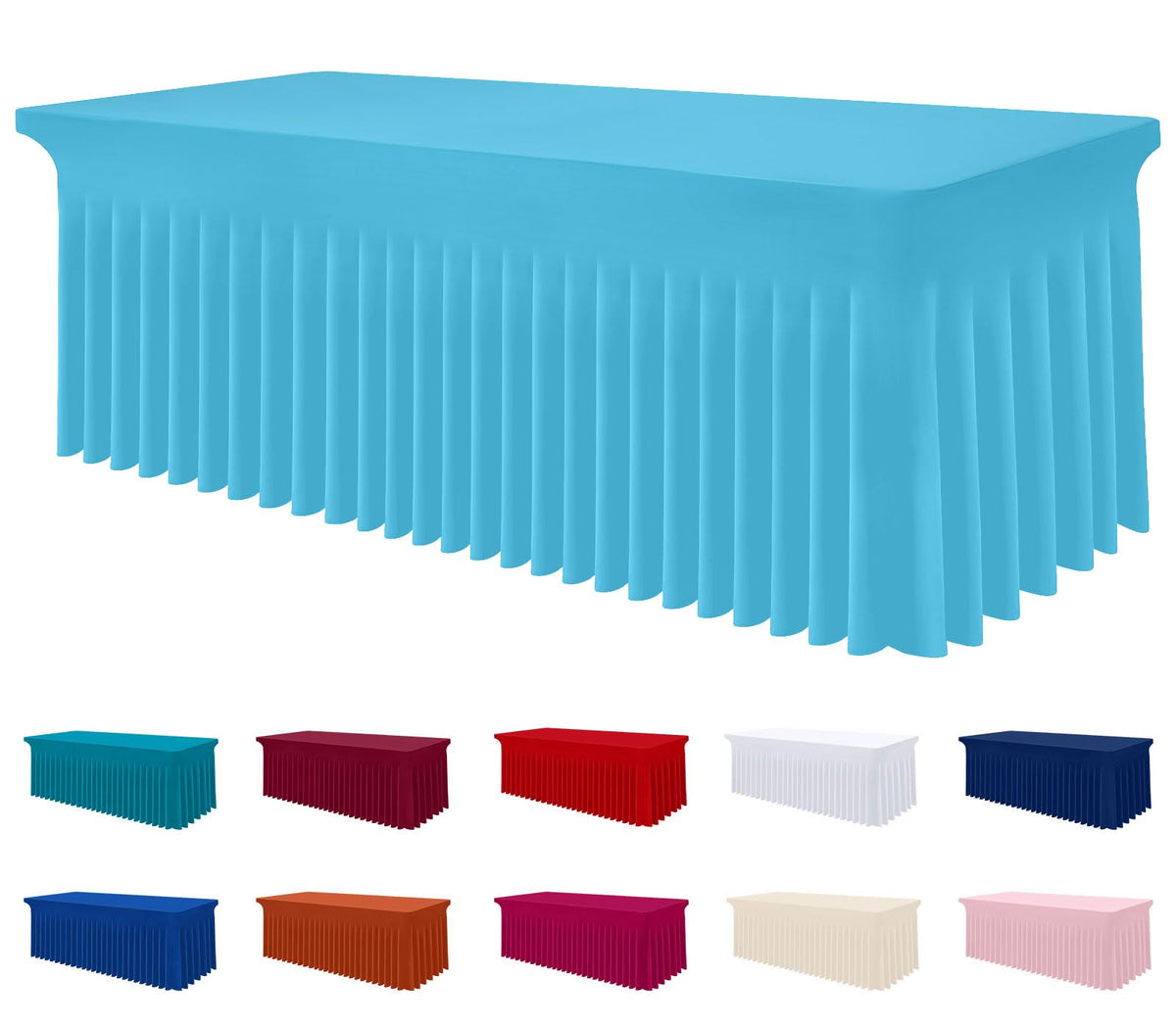 Smiry Spandex Elastic Fitted Table Cloth Skirt for 6FT Rectangle Table