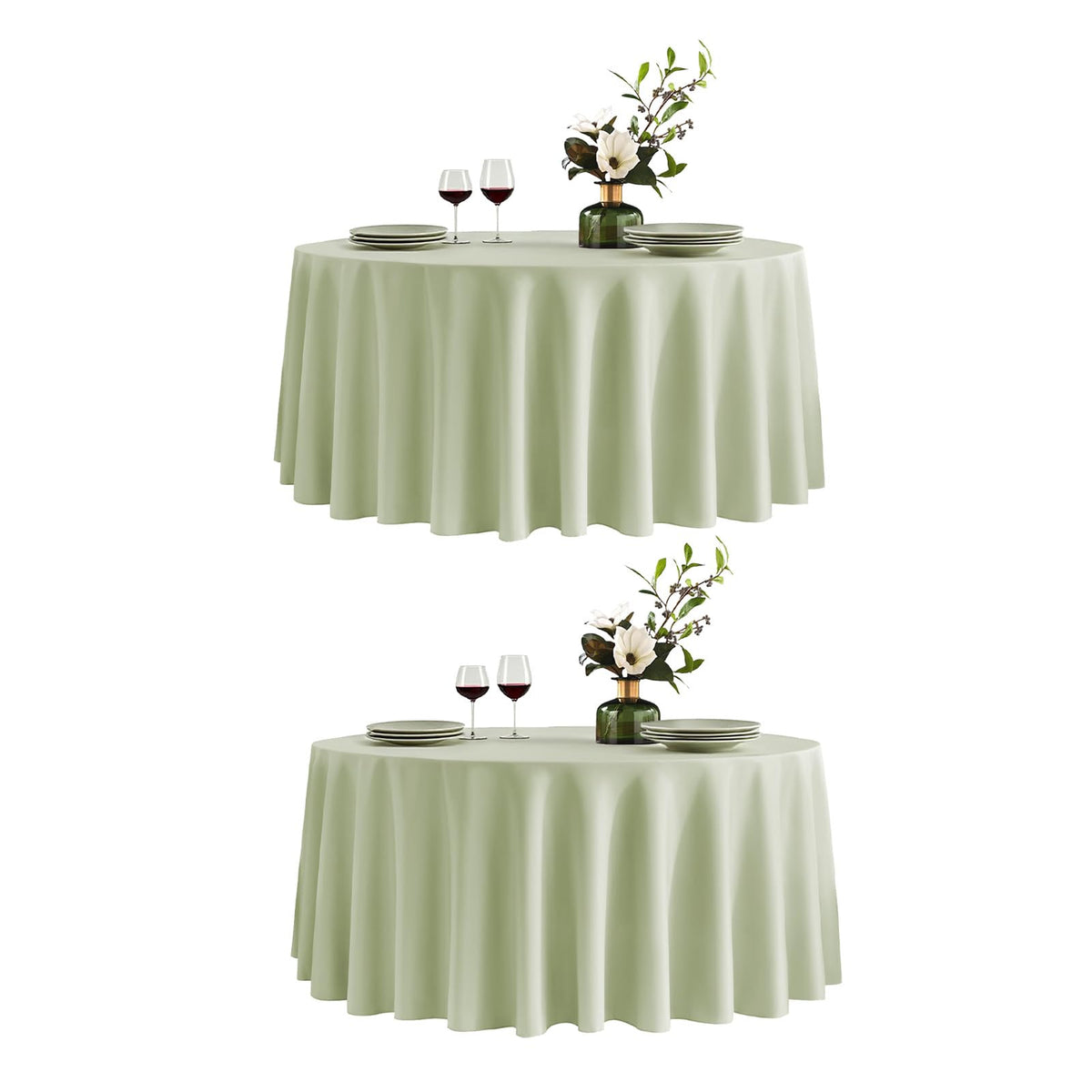 VidaFete 6 Pack 120inch Round Tablecloth Polyester Table Cloth, White
