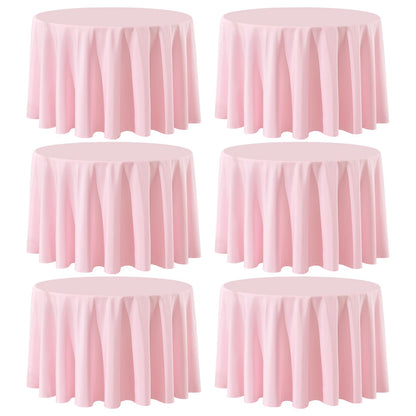 6 Pack White Round Tablecloths 120 Inch for Dining Tables