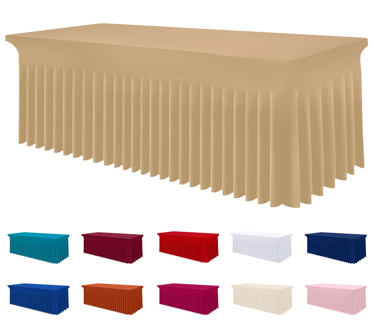 Smiry Spandex Elastic Fitted Table Cloth Skirt for 6FT Rectangle Table