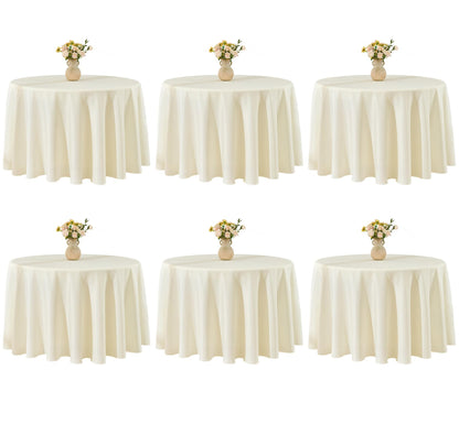 VidaFete 6 Pack 120inch Round Tablecloth Polyester Table Cloth, White