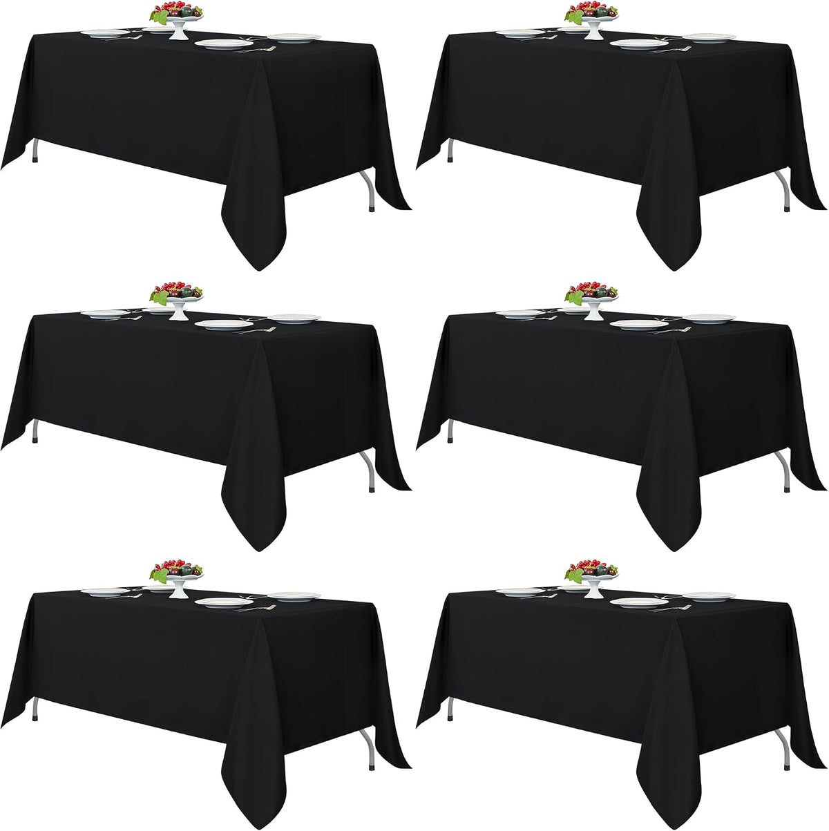 Fitable 6 Pack Black Tablecloths 70x120 Inch for 6-8 Ft Rectangle Tables