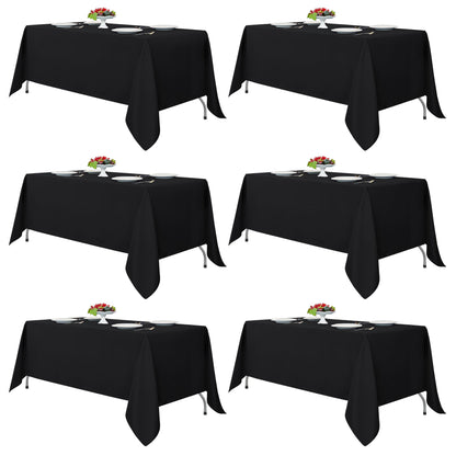 Fitable 6 Pack Black Tablecloths 70x120 Inch for 6-8 Ft Rectangle Tables