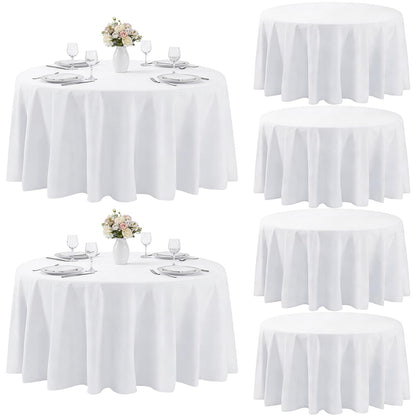 MRJ 70 Inch Round White Tablecloth Stain and Wrinkle Resistant Washable Polyester Table Cloth for Restaurant Hotel Wedding