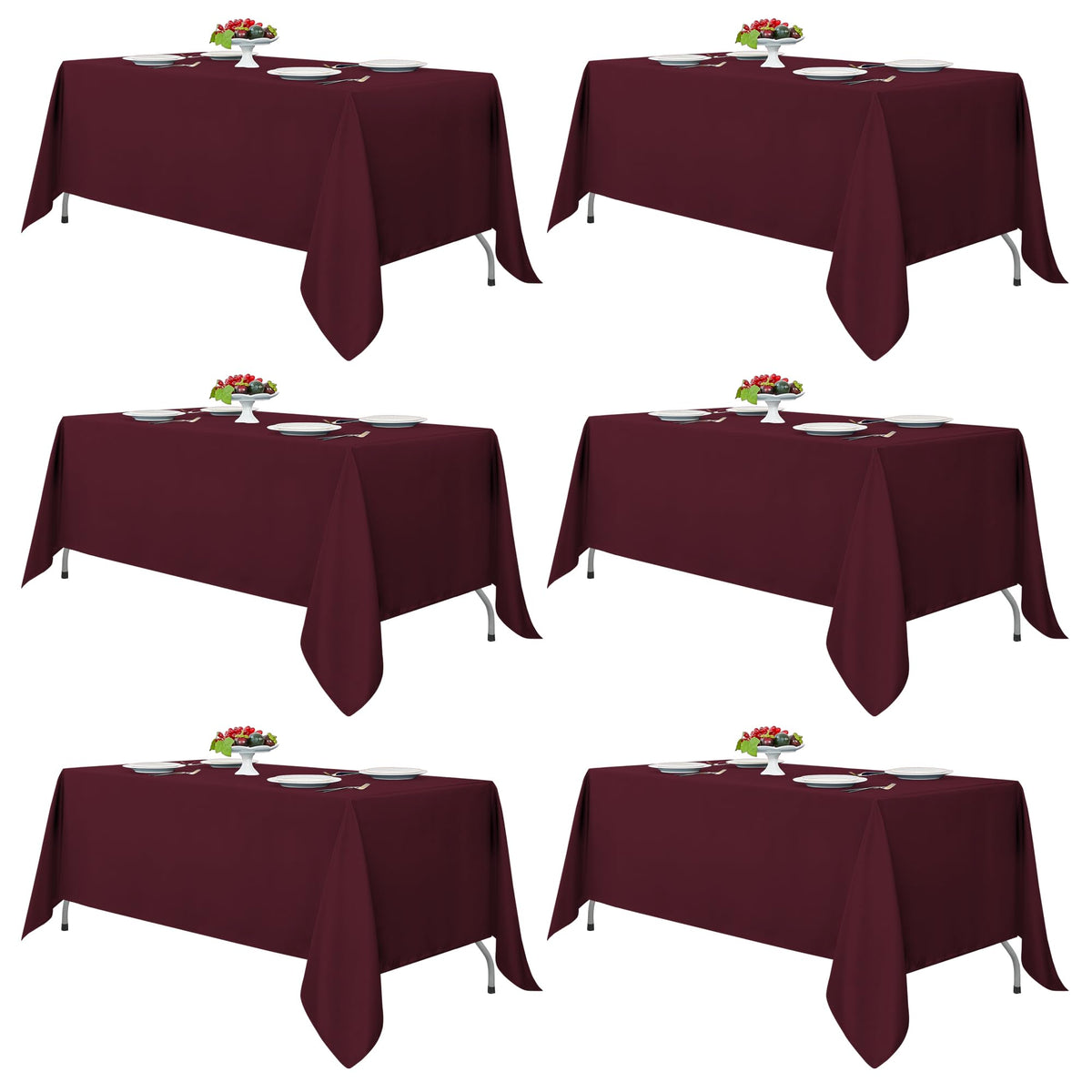 Fitable 6 Pack Black Tablecloths 70x120 Inch for 6-8 Ft Rectangle Tables